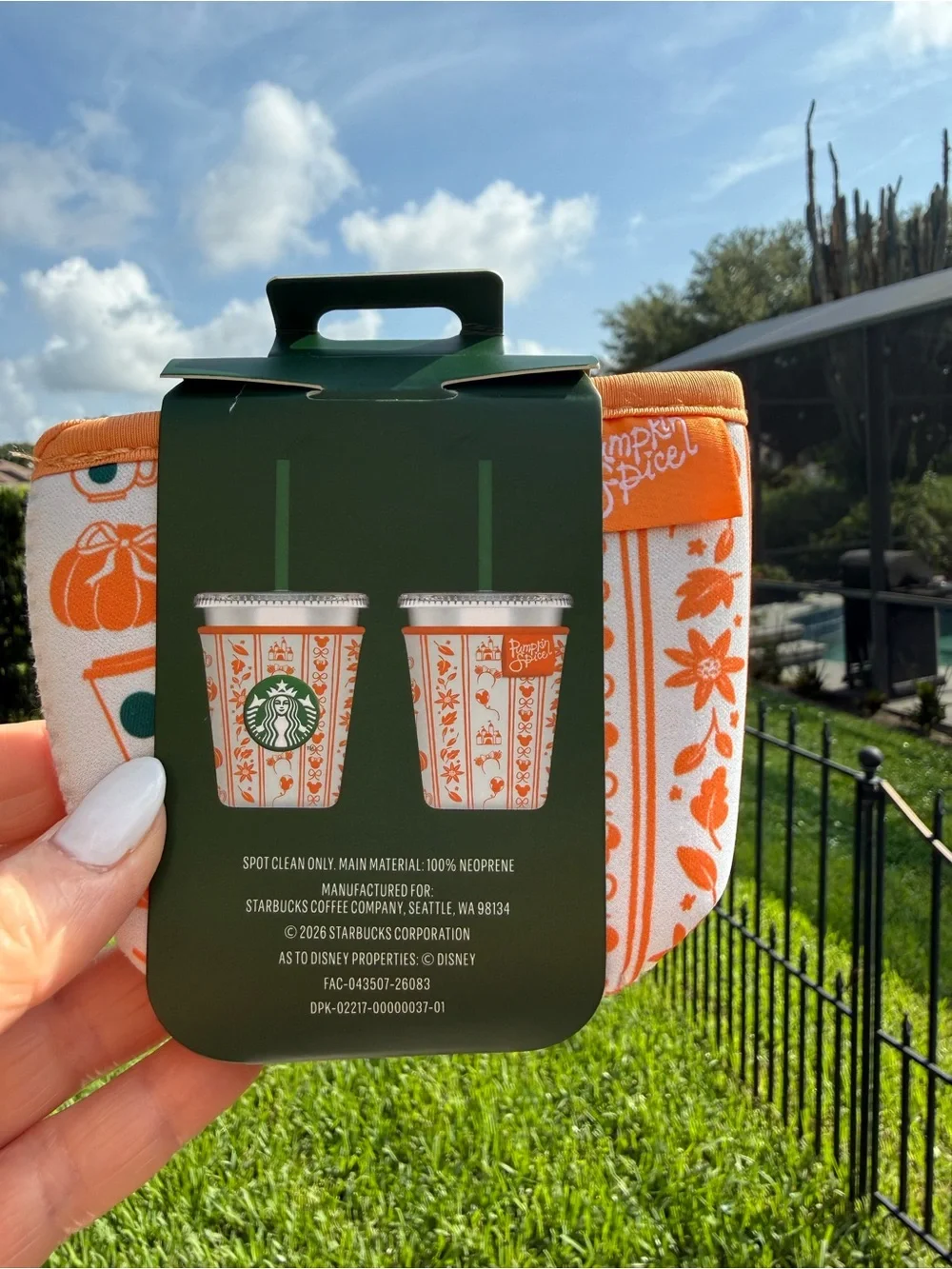 NWT-Disney X Starbucks 2026 Fall Collab Fabric Cup Sleeve